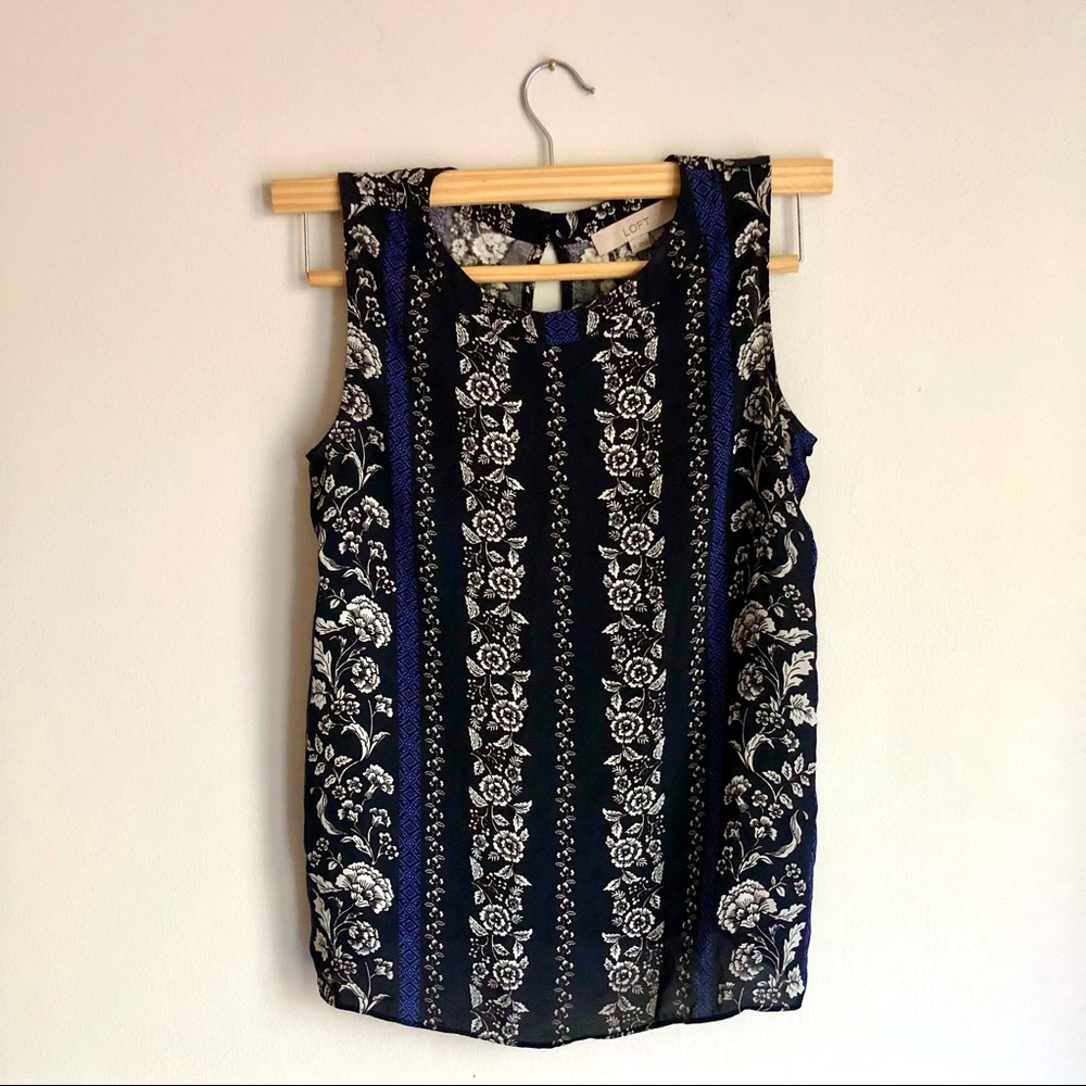 LOFT Floral Stripe Blouse